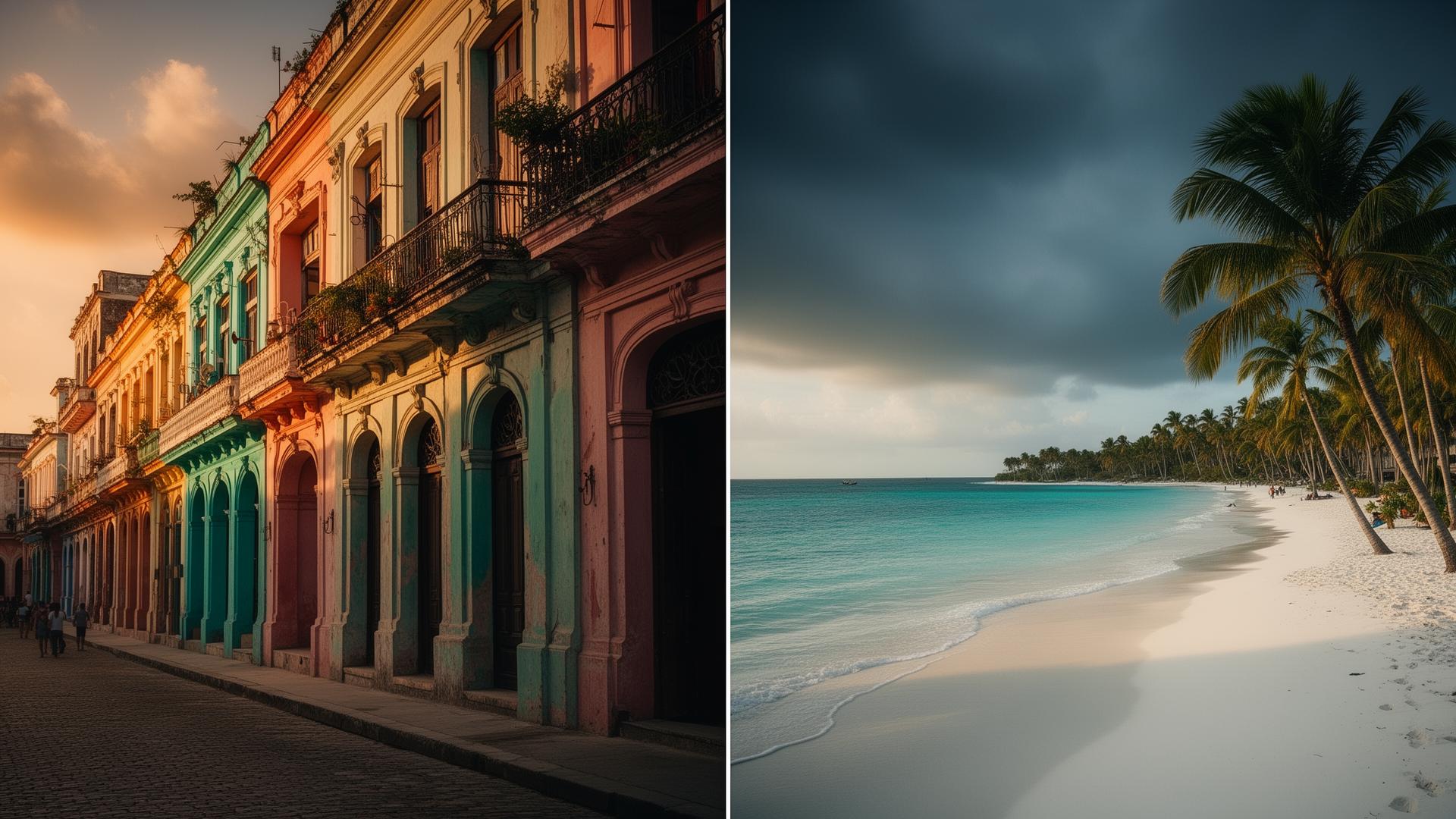 Old Havana colonial architecture and Guanabo beach